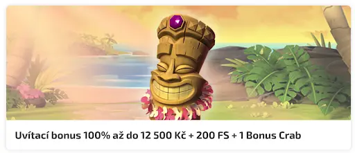 BoaBoa Casino uvítací bonus 100 % až do 12 500 Kč + 200 FS + 1 Bonus Crab