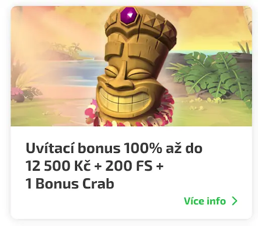 BoaBoa Casino uvítací bonus 100 % až do 12 500 Kč + 200 FS + 1 Bonus Crab